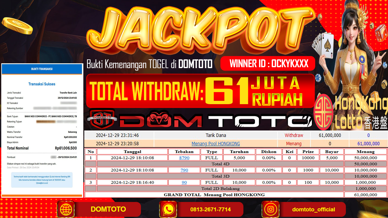 JACKPOT TOGEL HONGKONG 29 DESEMBER 2024